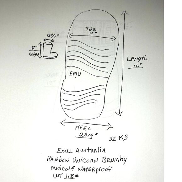 EMU Australia Girls Boots Sz K3 Rainbow Unicorn Brumby Mid-calf Serpa Lining - Picture 5 of 11